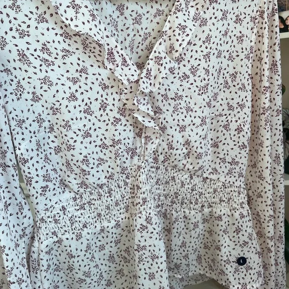 NWT Abercrombie Floral Long Sleeve Ruffle Top - Picture 5 of 5